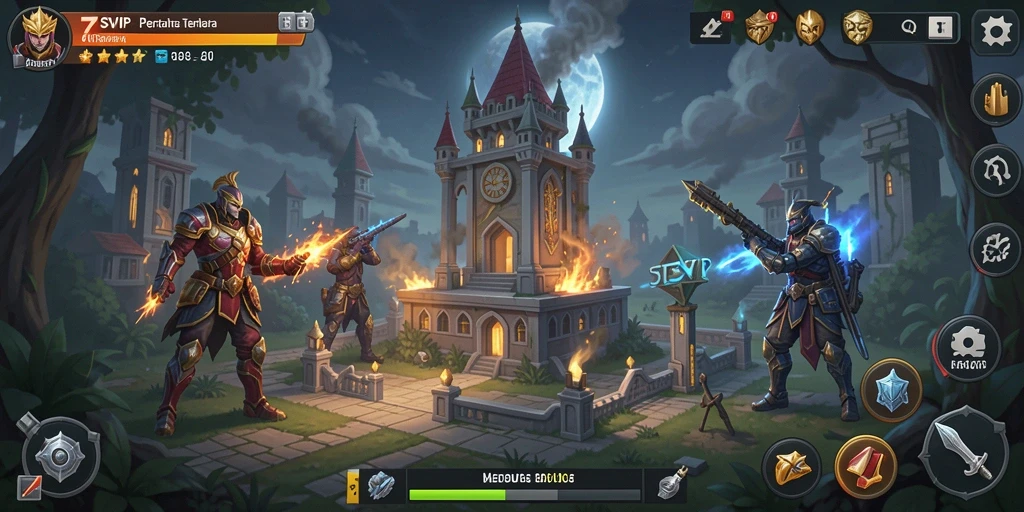 Tampilan gameplay menara pertahanan yang mengasyikkan dan strategis.