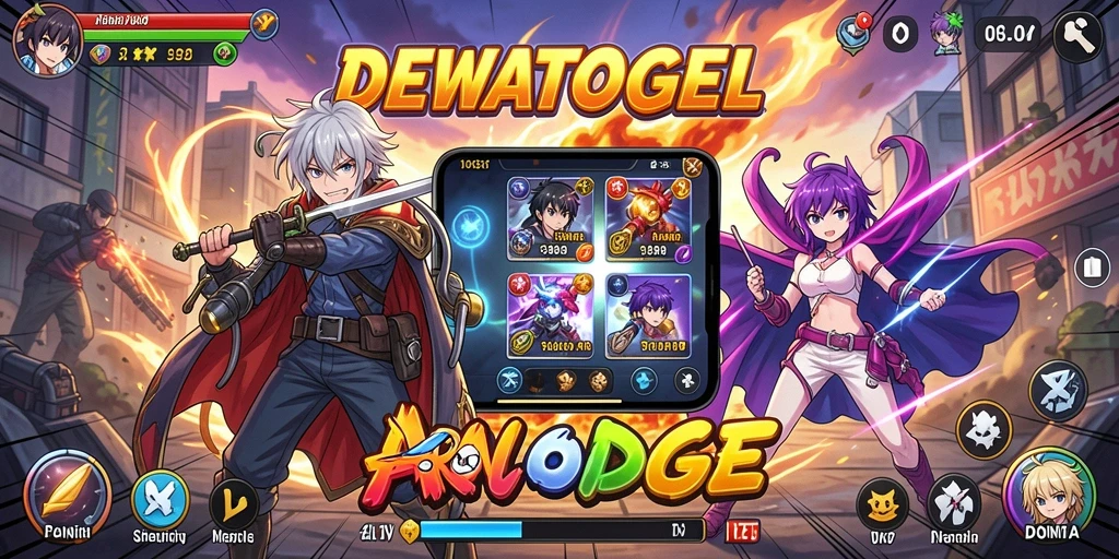 Tampilan gameplay seru DEWATOGEL di dunia anime.